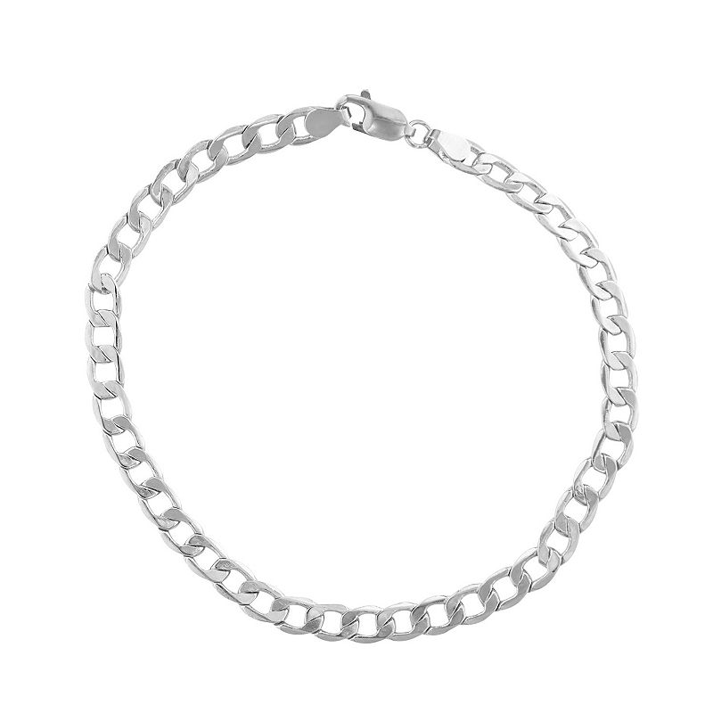 Mens 10k Gold Curb Chain Bracelet, Size: 8, White