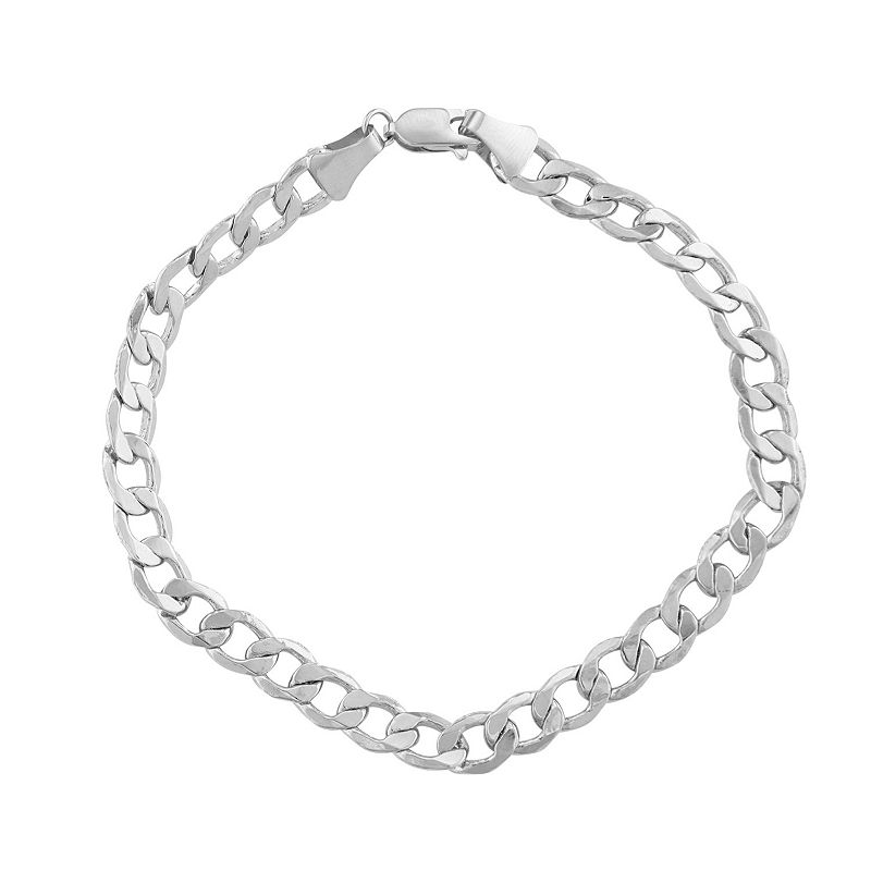 Mens 10k Gold Curb Chain Necklace, Size: 8, White