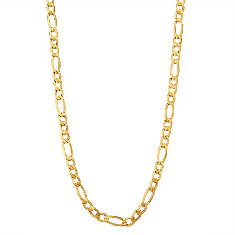 Mens 10k Gold Figaro Chain Necklace, Size: 24, Yellow