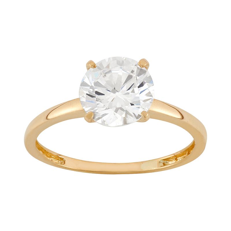 10k Gold Solitaire Ring, Womens, Size: 5, Yellow