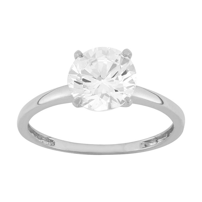 70314115 10k Gold Solitaire Ring, Womens, Size: 7, White sku 70314115