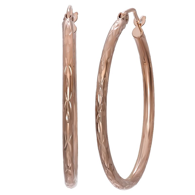 10k Rose Gold Hoop Earrings, Womens, Pink