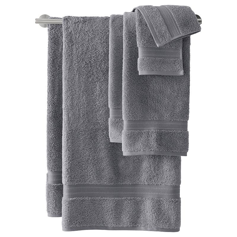 Lands' End Supima Cotton 6-piece Bath Towel Set, Rich Silver