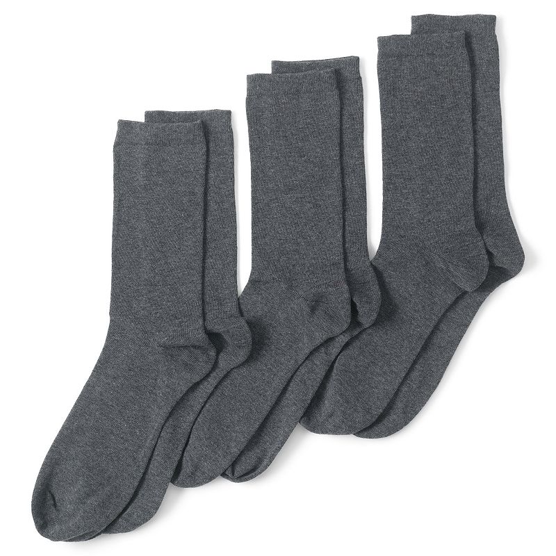 UPC 194572370101 product image for Women's Lands' End Seamless Toe Solid Crew Socks 3-Pack, Size: Small-Medium, Gre | upcitemdb.com