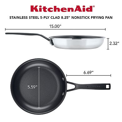 KitchenAid 5-Ply Clad 8.25-in. Stainless Steel Nonstick Frypan