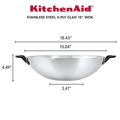 KitchenAid® 5-Ply Clad 15-in. Stainless Steel Wok