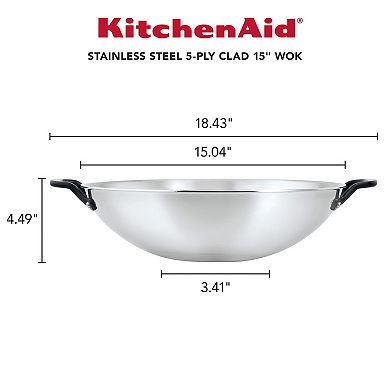 KitchenAid 5-Ply Clad 15-in. Stainless Steel Wok