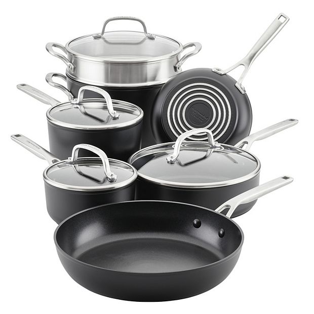 Member Mark 15 Piece Hard Anodized Aluminum Cookware Set With 7-Piece  Kitchen Tools Set