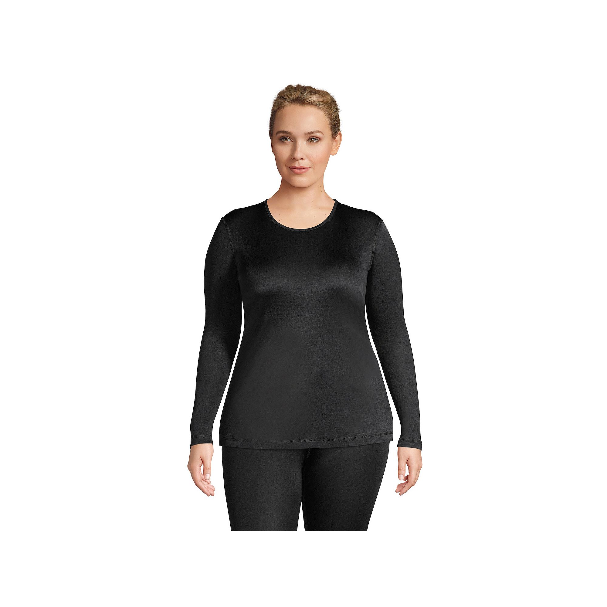 Plus Size Lands End Silk Interlock Crewneck Undershirt, Womens, Size: 1XL