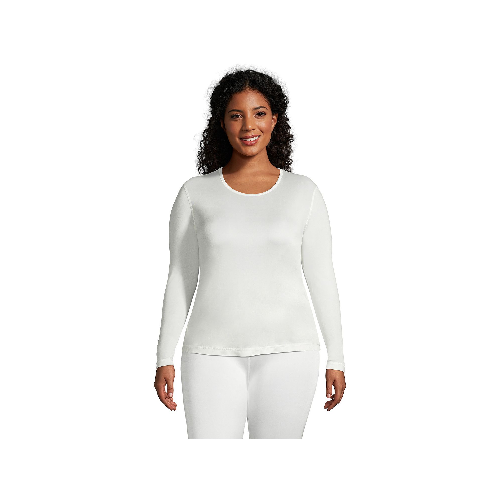 Plus Size Lands End Silk Interlock Crewneck Undershirt, Womens, Size: 1XL