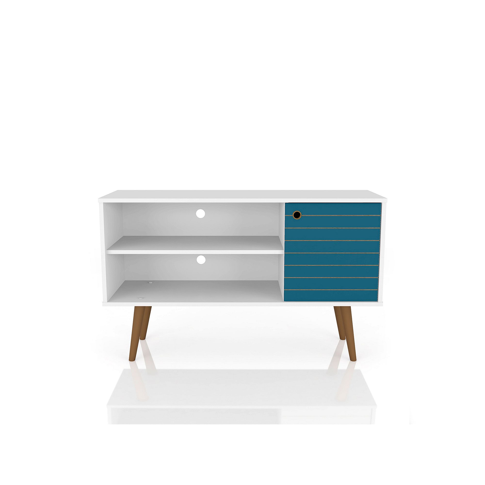 MANHATTAN COMFORT Liberty 42 TV Stand, White And Aqua Blue
