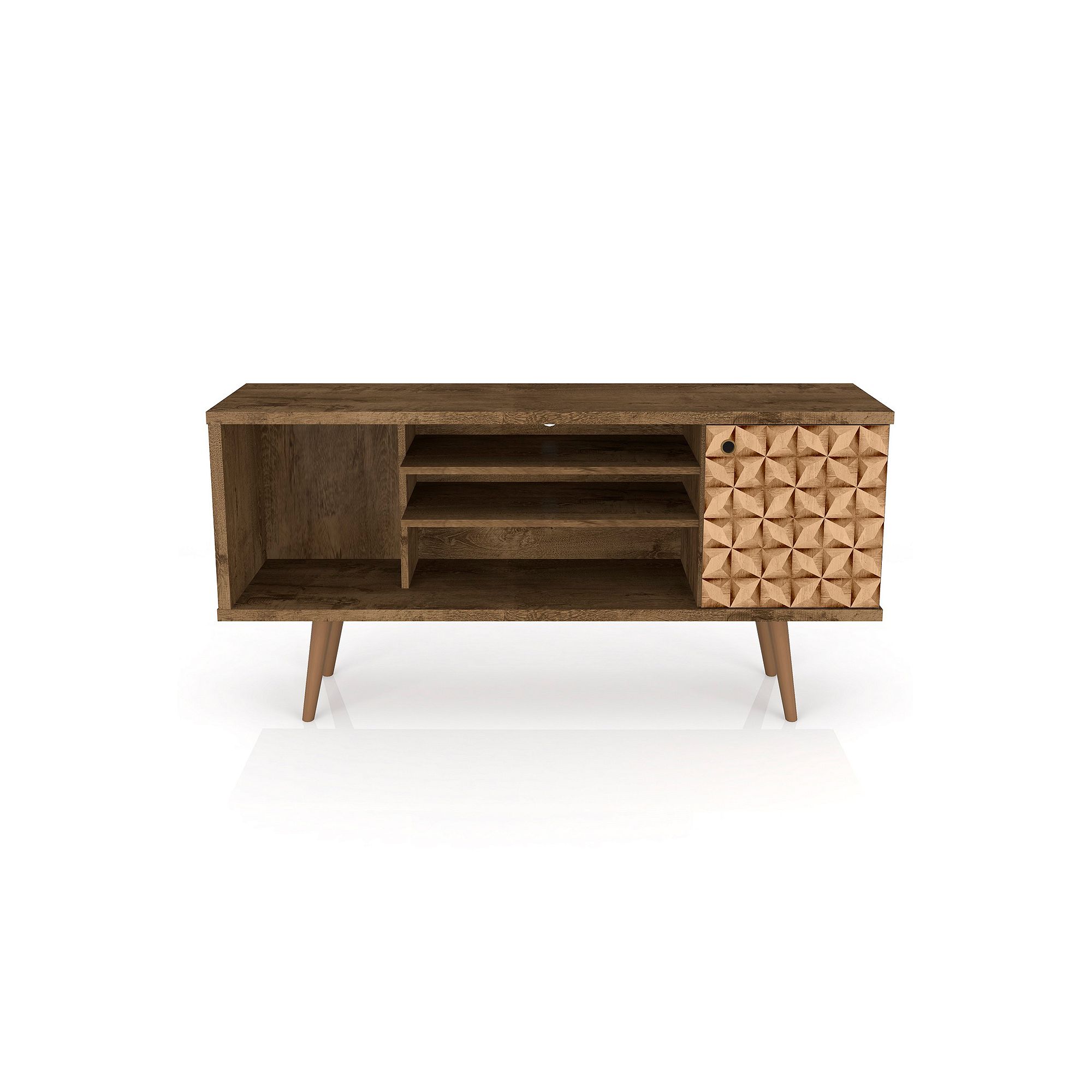 MANHATTAN COMFORT Liberty 53 Mid-Century Modern TV Stand, Brown And 3d P