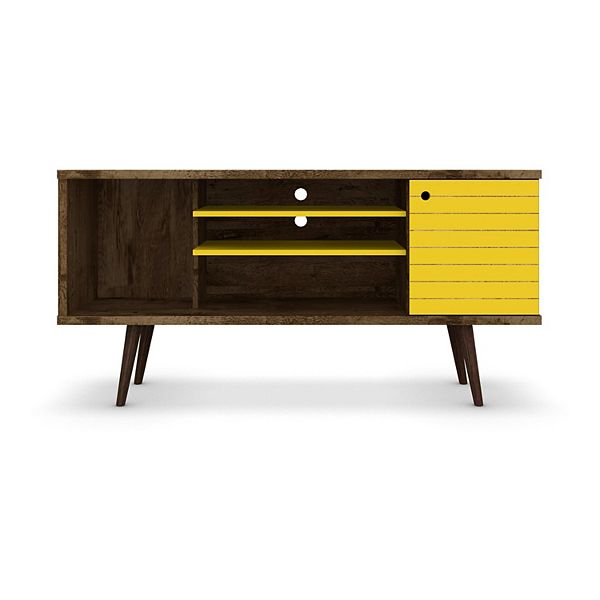 53.14" Liberty TV Stand for TVs up to 50" Rustic Brown/Yellow - Manhattan Comfort