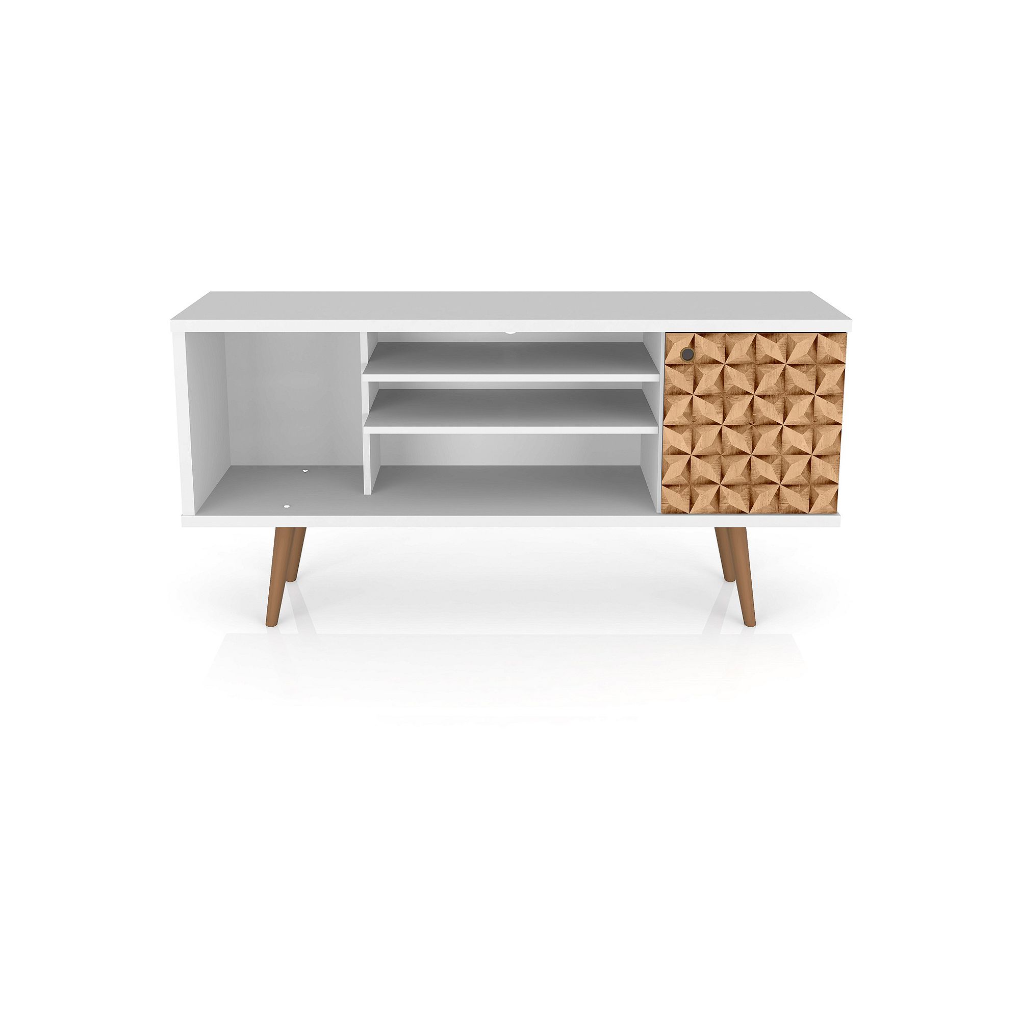 MANHATTAN COMFORT Liberty 53 Mid-Century Modern TV Stand, White And 3d P