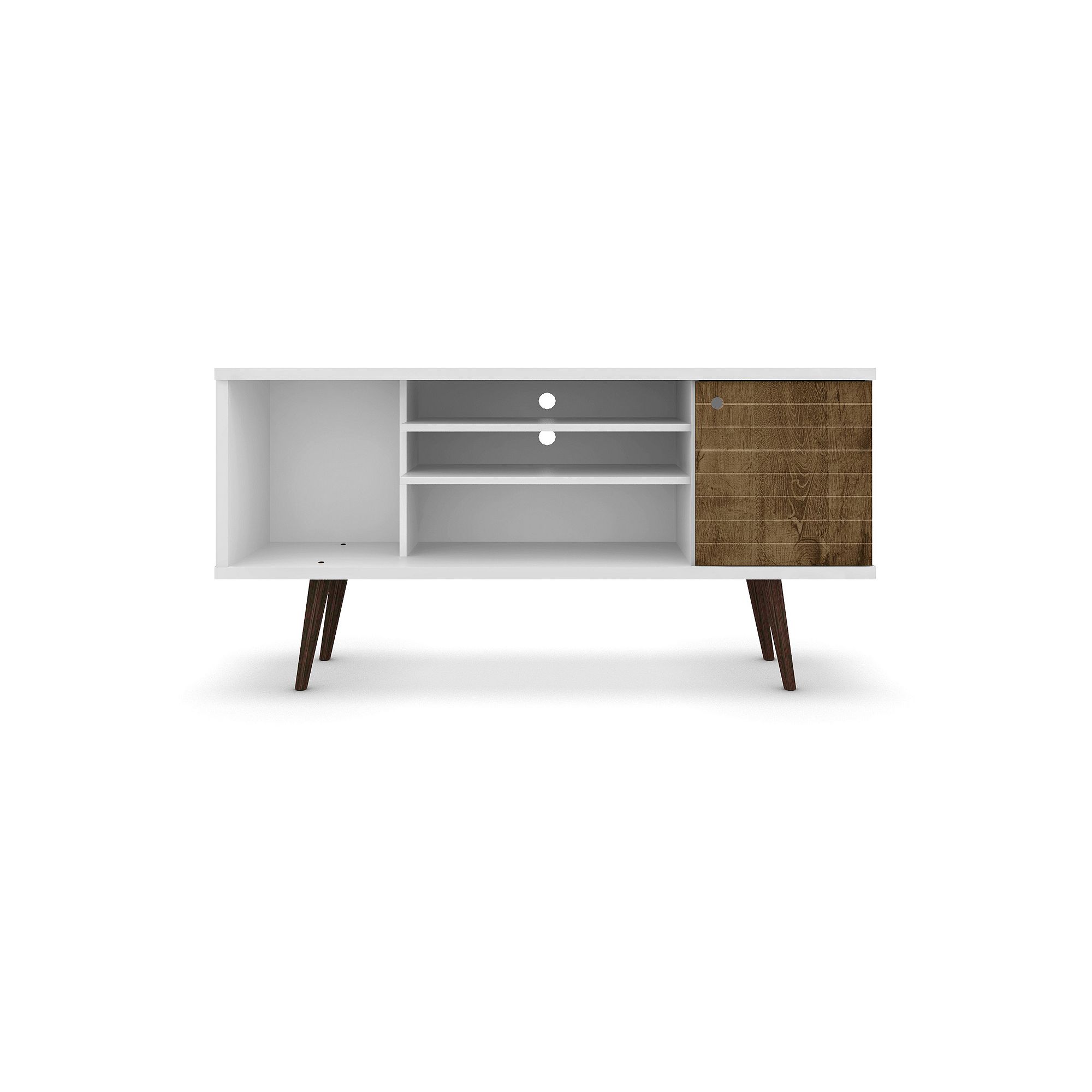 MANHATTAN COMFORT Liberty 53 Mid-Century Modern TV Stand, White And Rust