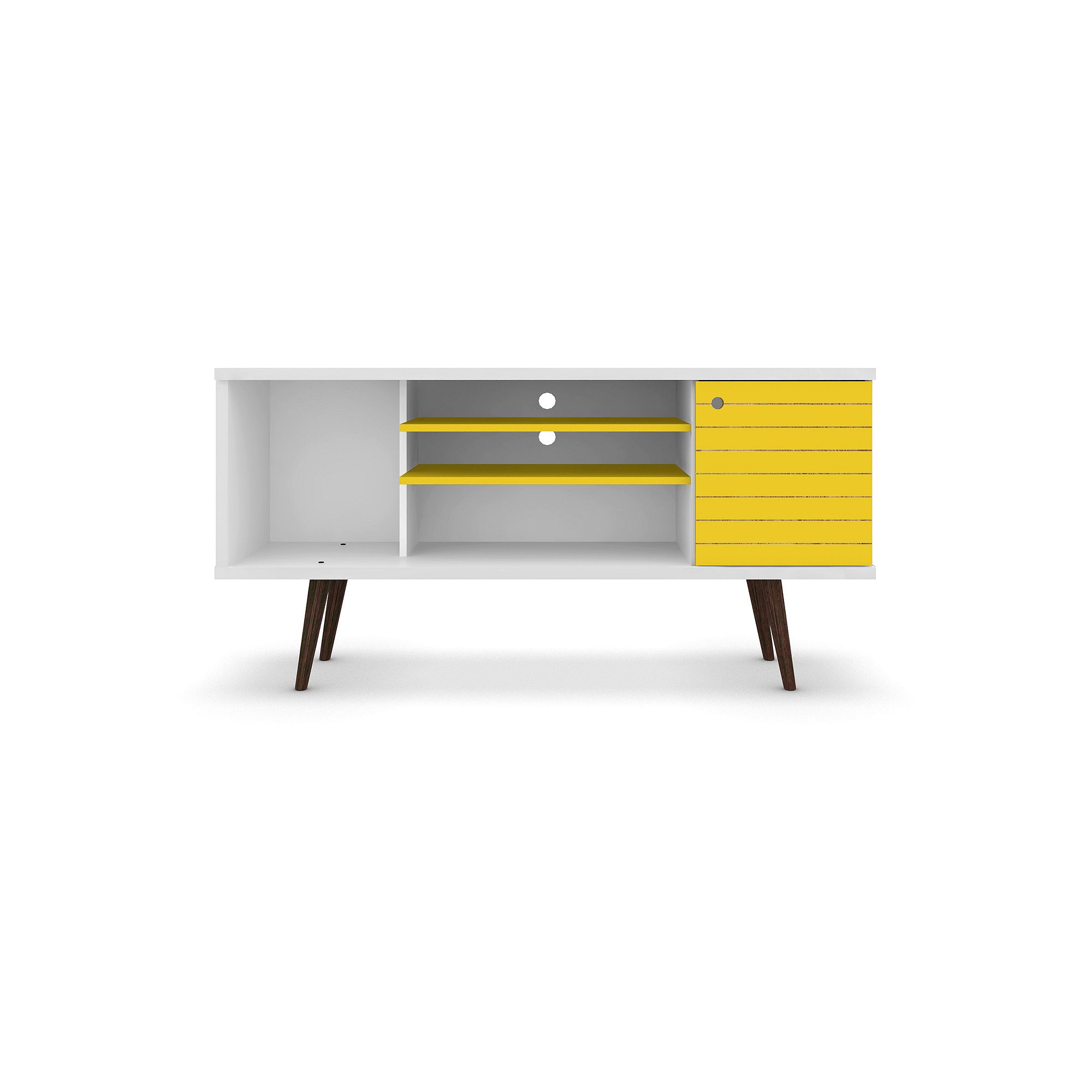MANHATTAN COMFORT Liberty 53 Mid-Century Modern TV Stand, White And Yell