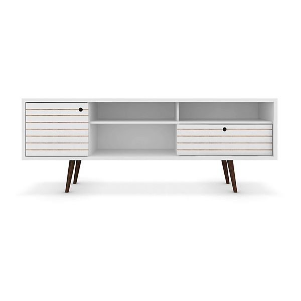 Liberty 3 Shelf and 1 Drawer TV Stand for TVs up to 65" White - Manhattan Comfort: Media Console with Cable Management