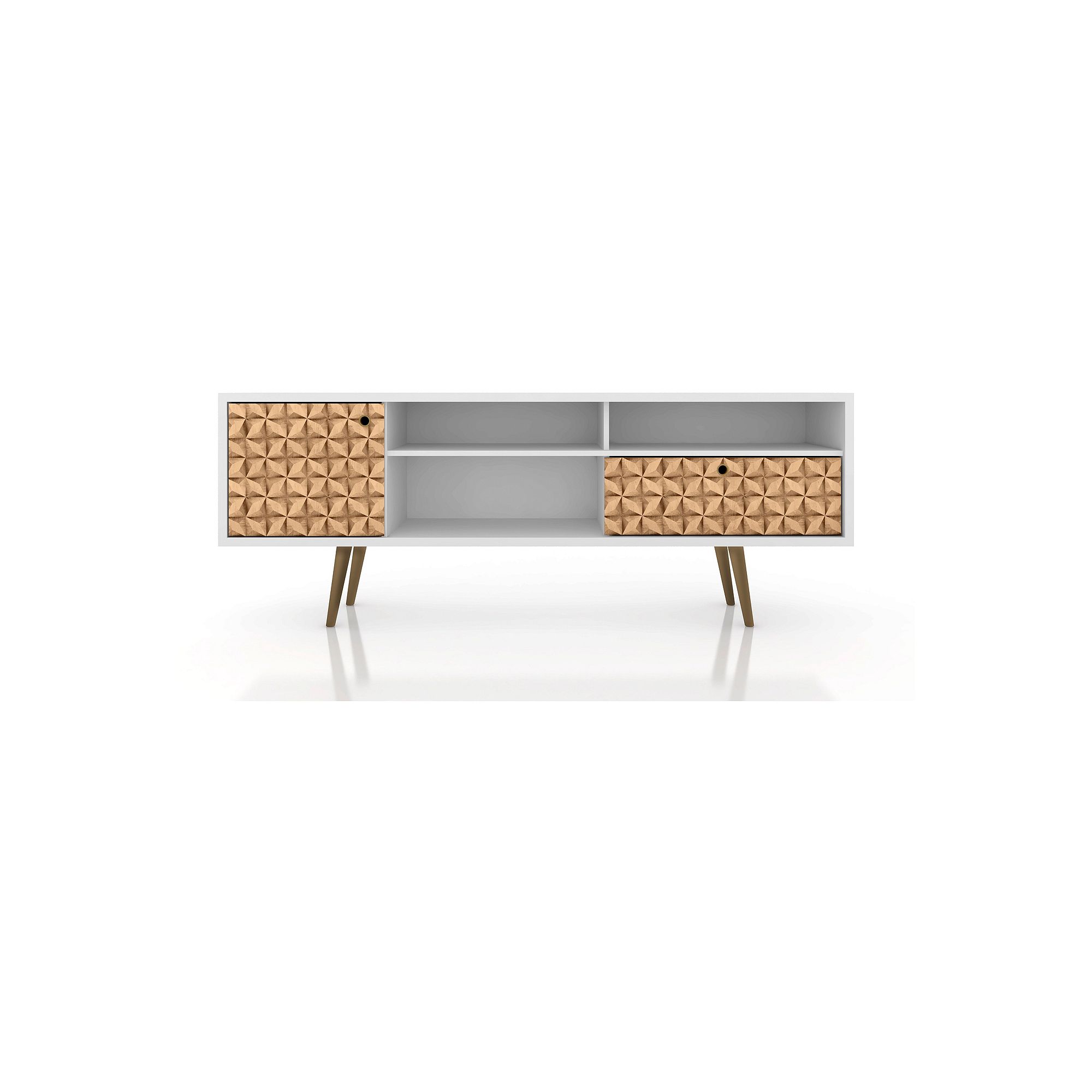 MANHATTAN COMFORT Liberty 70 Mid-Century Modern TV Stand, White And 3d P