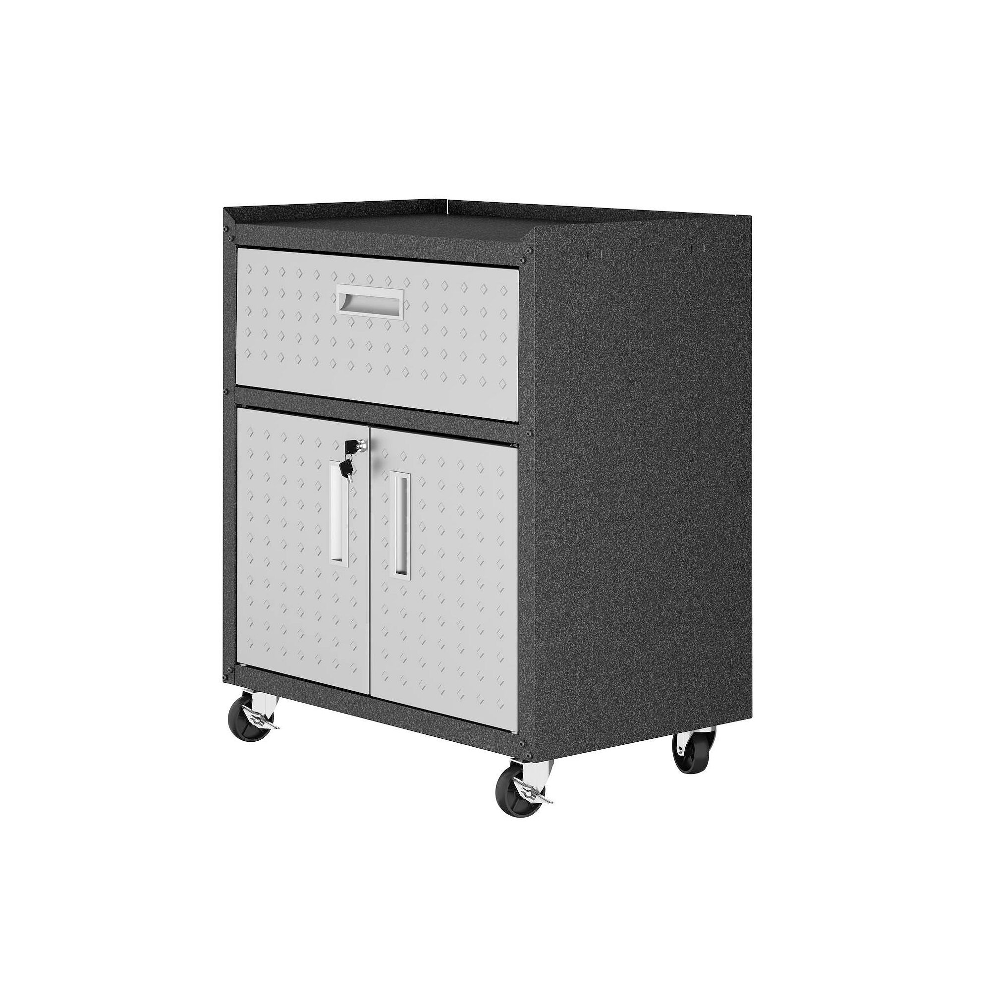 MANHATTAN COMFORT Fortress 31.5 Mobile Garage Cabinet, Gray