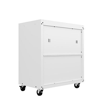 Manhattan Comfort Fortress 31.5" Mobile Garage Cabinet with Shelves