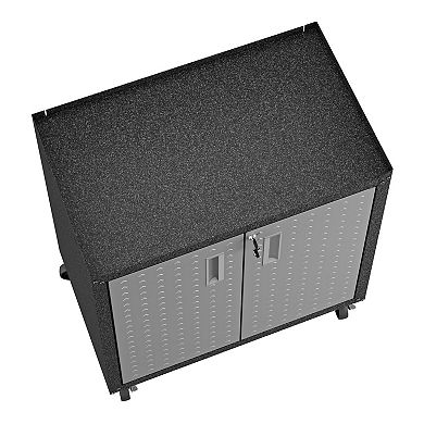 Manhattan Comfort Fortress 31.5" Mobile Garage Cabinet with Shelves