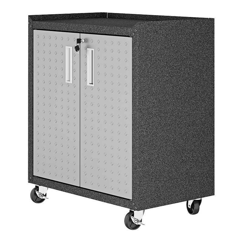 Manhattan Comfort Fortress 31.5 Mobile Garage Cabinet with Shelves, Grey