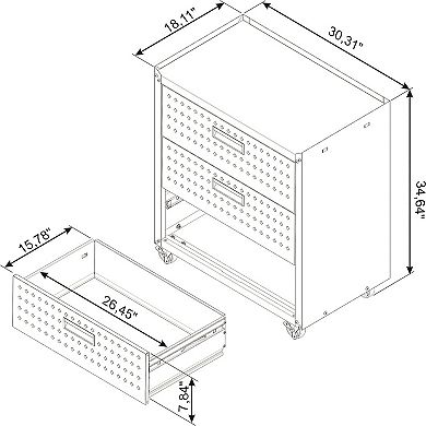 Manhattan Comfort Fortress 31.5" Mobile Garage Chest with Drawers