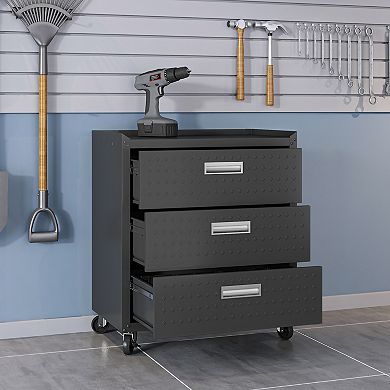 Manhattan Comfort Fortress 31.5" Mobile Garage Chest with Drawers