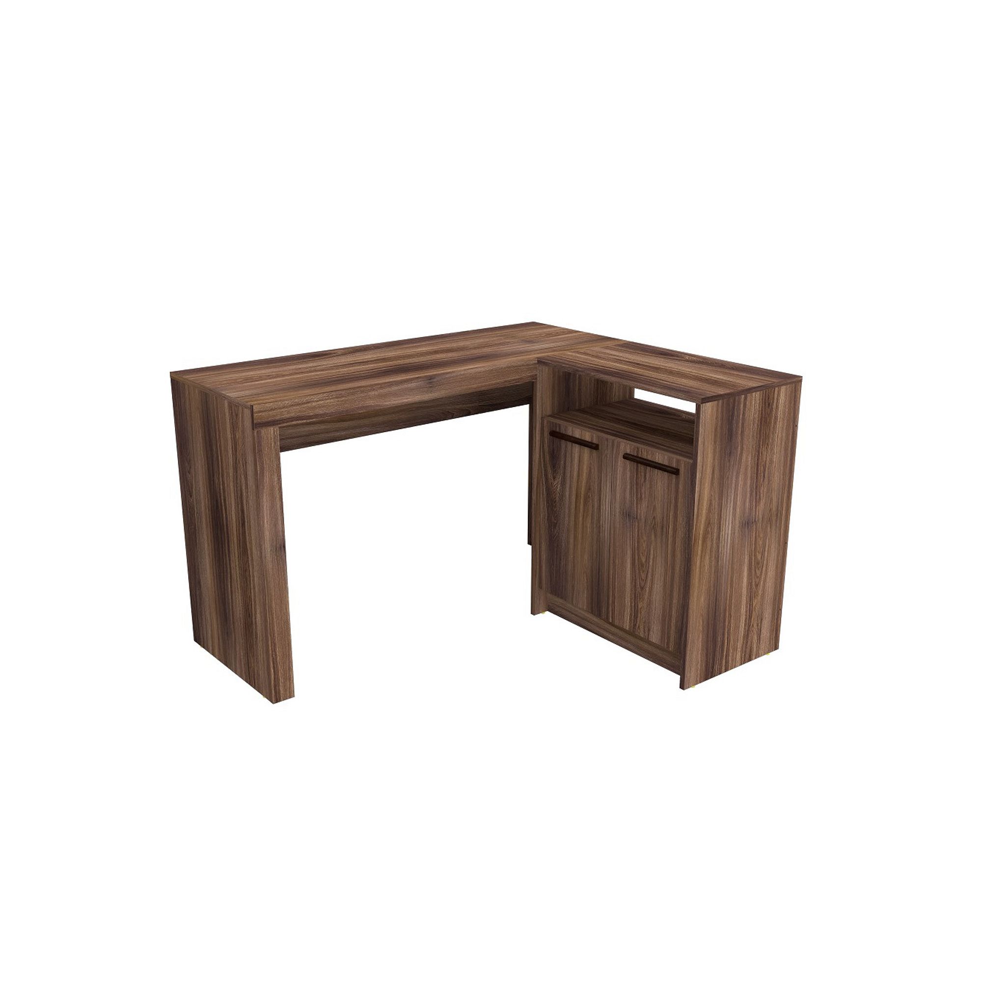 Manhattan Comfort Kalmar L-Shaped Office Desk, Dark Brown