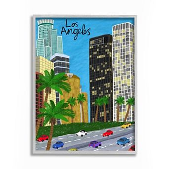 Stupell Home Decor Colorful Los Angeles Skyline Framed Wall Art