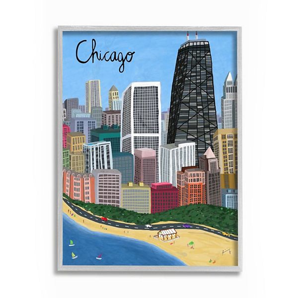 Stupell Home Decor Chicago City Skyline Framed Wall Art