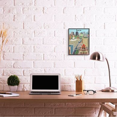 Stupell Home Decor Colorful Boston Framed Wall Art