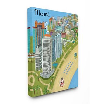Stupell Home Decor Colorful Miami Canvas Wall Art