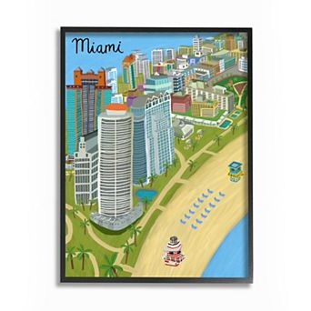 Stupell Home Decor Colorful Miami Framed Wall Art