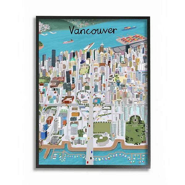 Stupell Home Decor Colorful Vancouver Framed Wall Art