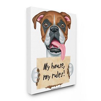 Stupell Home Decor My Rules Dog Canvas Wall Art