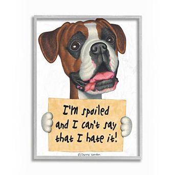 Stupell Home Decor Spoiled Boxer Dog Pet Framed Wall Art