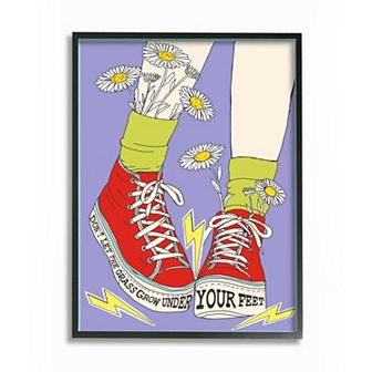 Stupell Home Decor Don't Let Grass Grow Shoes Framed Wall Art