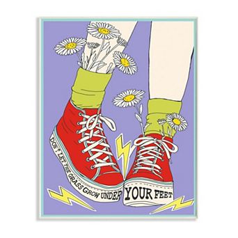 Stupell Home Decor Don't Let Grass Grow Shoes Plaque Wall Art