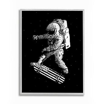 Stupell Home Decor Space Skateboard Skating Astronaut Framed Wall Art