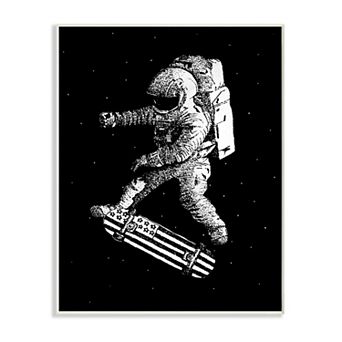 Stupell Home Decor Space Skateboard Astronaut Plaque Wall Art
