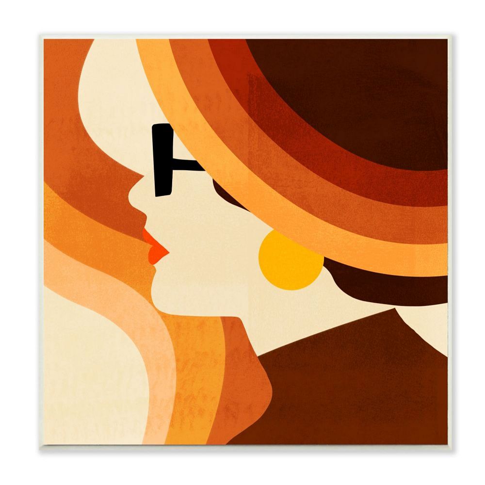 Stupell Home Decor Retro Vintage Female Color Block Portrait Wall Art