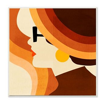 Stupell Home Decor Retro Vintage Female Color Block Portrait Wall Art