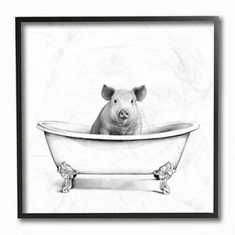 Stupell Home Decor Hog in Bath Tub Framed Wall Art