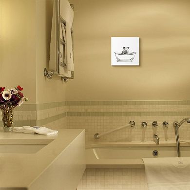Stupell Home Decor Hog in Bath Tub Bathroom Sketch Wall Art