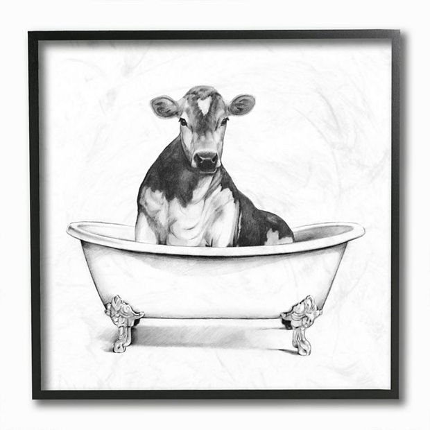 Stupell Home Decor Cow in Claw Tub Framed Wall Art