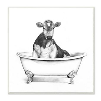 Stupell Home Decor Cow in Claw Tub Sketch Wall Art