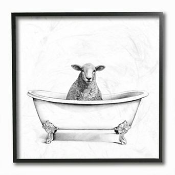 Stupell Home Decor Sheep in Bath Tub Framed Wall Art