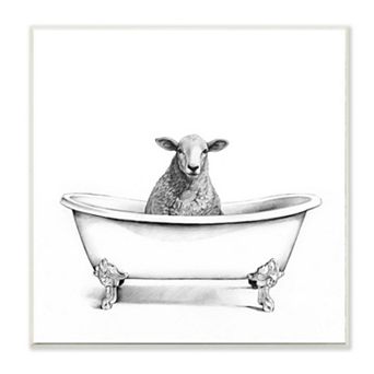 Stupell Home Decor Wooly Sheep in Bath Tub Wall Art