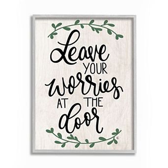 Stupell Home Decor Worries at the Door Leaf Framed Wall Art
